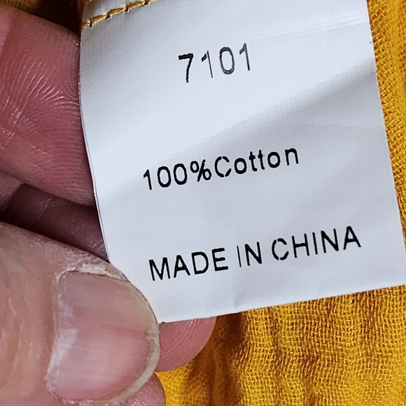 ♡Fashion Women's Mustard Yellow Button Down Long-Sleeve Blouse Size Medium E4 - Picture 6 of 6